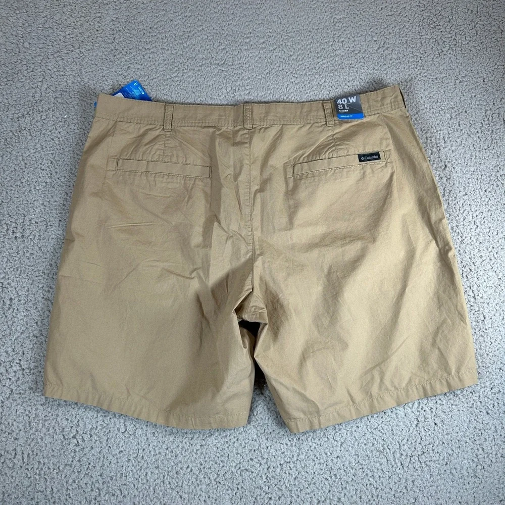Columbia Washed Out Short Mens 40 Fossil Khaki Cotton 8 Inseam 149153245 NEW